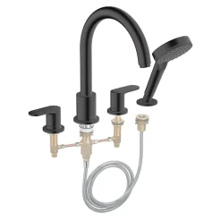 Mélangeur bain douche 4 trous HANSGROHE Vernis Blend noir mat + corps d'encastrement