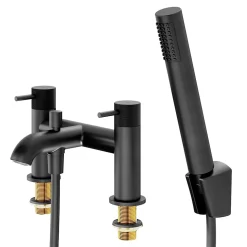 Mélangeur bain/douche + douchette et flexible, noir mat, GoodHome Owens