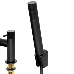 Mélangeur bain/douche + douchette et flexible, noir mat, GoodHome Owens