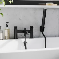 Mélangeur bain/douche + douchette et flexible, noir mat, GoodHome Owens