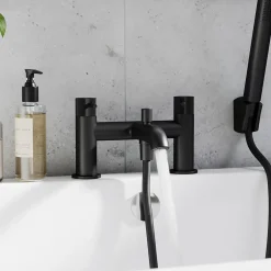 Mélangeur bain/douche + douchette et flexible, noir mat, GoodHome Owens