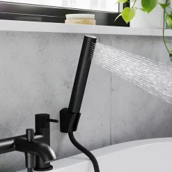 Mélangeur bain/douche + douchette et flexible, noir mat, GoodHome Owens