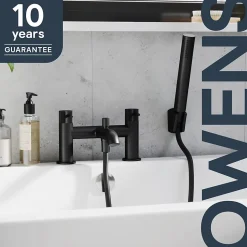 Mélangeur bain/douche + douchette et flexible, noir mat, GoodHome Owens