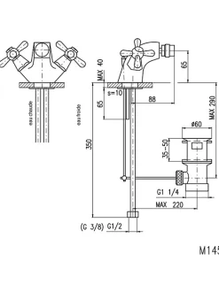 Mélangeur bidet MORAVA avec siphon en laiton chromé