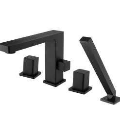 Mélangeur design en noir pour montage sur bord de baignoire 4 trous 6081B