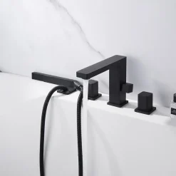 Mélangeur design en noir pour montage sur bord de baignoire 4 trous 6081B