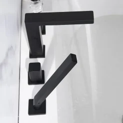 Mélangeur design en noir pour montage sur bord de baignoire 4 trous 6081B