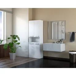MOBY - Armoire de salle de bain avec deux paniers - Poignées minimalistes - 174x60x30cm - Colonne de rangement