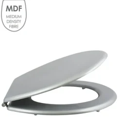 MSV Abattant WC MDF CLEO Argent Charnières Inox