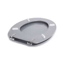 MSV Abattant WC MDF CLEO Argent Charnières Inox