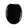 MSV Abattant WC MDF CLEO Noir Brillant Charnières Inox