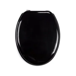 MSV Abattant WC MDF CLEO Noir Brillant Charnières Inox