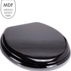 MSV Abattant WC MDF CLEO Noir Brillant Charnières Inox