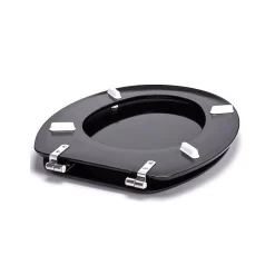 MSV Abattant WC MDF CLEO Noir Brillant Charnières Inox