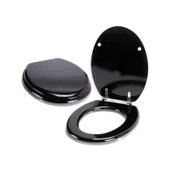 MSV Abattant WC MDF CLEO Noir Brillant Charnières Inox