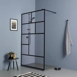 Mur d'accès en verre transparent de 120 cm avec cadre noir