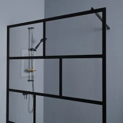 Mur d'accès en verre transparent de 120 cm avec cadre noir