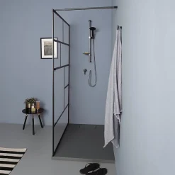 Mur d'accès en verre transparent de 120 cm avec cadre noir