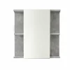 NANO - Meuble de salle de bain - Armoire de toilette avec miroir et LED en mélaminé blanc-gris. L-H-P:60-62-20cm