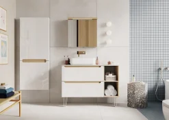 Naturel Armoire murale avec porte, miroir intégré Stilla + LED 60x60x20 cm, prise 220V, blanc (STILLAE06017)