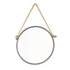 Naturel Miroir mural rond avec cadre en métal 40x40 cm, Noir (ZLAN40C)