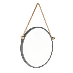 Naturel Miroir mural rond avec cadre en métal 40x40 cm, Noir (ZLAN40C)