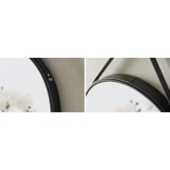 NATUREL Miroir suspendu rond 50 x 50cm, Noir (ZREM50C)
