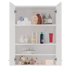 NELLIO - Armoire de toilette murale - Meuble Salle de bain à suspendre - 64x30x90 cm - Rangement
