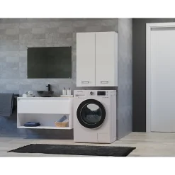 NELLIO - Armoire de toilette murale - Meuble Salle de bain à suspendre - 64x30x90 cm - Rangement