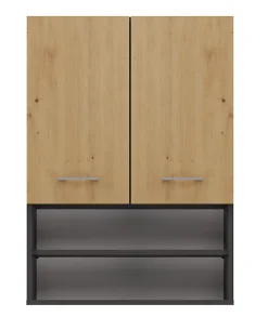 NELLIO - Armoire de toilette murale - Meuble Salle de bain à suspendre - 64x30x90 cm - Rangement