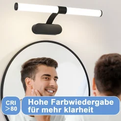 NETTLIFE Applique LED salle de bain, lampe miroir LED, lumière blanche neutre 4000 Kelvin, 6W, étanche IP44, largeur 400mm,noire