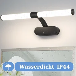 NETTLIFE Applique LED salle de bain, lampe miroir LED, lumière blanche neutre 4000 Kelvin, 6W, étanche IP44, largeur 400mm,noire