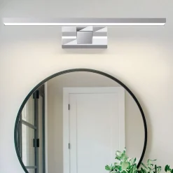 NETTLIFE Applique miroir LED 6W 30CM Etanche IP44 Chrome Moderne Blanc Neutre 4000K