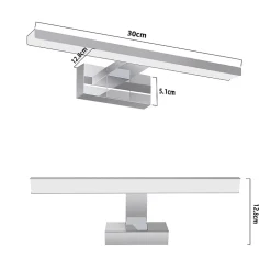 NETTLIFE Applique miroir LED 6W 30CM Etanche IP44 Chrome Moderne Blanc Neutre 4000K
