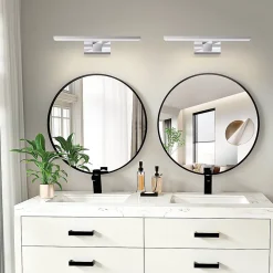 NETTLIFE Applique miroir LED 6W 30CM Etanche IP44 Chrome Moderne Blanc Neutre 4000K