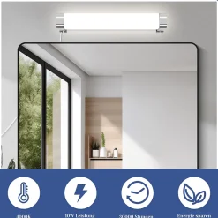 NETTLIFE applique miroir LED avec prise 10W blanc neutre 4000K chrome