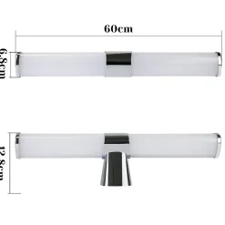 NETTLIFE Applique miroir LED 15W 60CM Chrome Etanche IP44 Blanc neutre 4000K Moderne