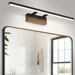 NETTLIFE Lampe à miroir LED noire 60CM Moderne 4000K Salle de bain Lampe à miroir murale