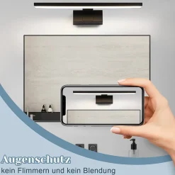 NETTLIFE Lampe Miroir LED IP44 12W 60cm Blanc Neutre 4000K Salle de Bain Noire