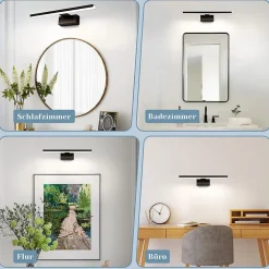 NETTLIFE Lampe Miroir LED IP44 6W 30cm Blanc Neutre 4000K Salle de Bain Noire