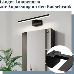 NETTLIFE Lampe Miroir LED IP44 8W 40cm Blanc Neutre 4000K Salle de Bain Noire