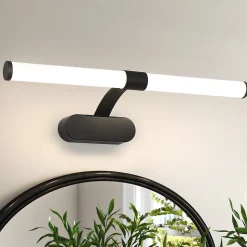 NETTLIFE LED Lampe Miroir 4000K IP44 8W 60CM Noir Lampe Murale Moderne Étanche