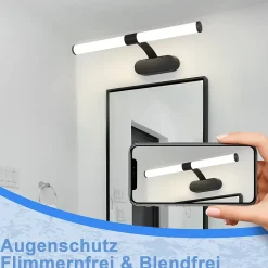 NETTLIFE LED Lampe Miroir 4000K IP44 8W 60CM Noir Lampe Murale Moderne Étanche