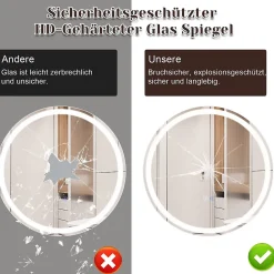 NETTLIFE Miroir lumineux salle de bain - Rond 50 cm LED, mural, interrupteur tactile, antibuée, IP44, réglable 3000K-6500K