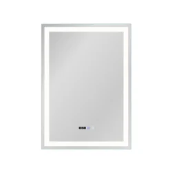 NETTLIFE Miroir lumineux salle de bain - 50x70 cm LED, mural, IP44, interrupteur tactile, horloge, antibuée, réglable