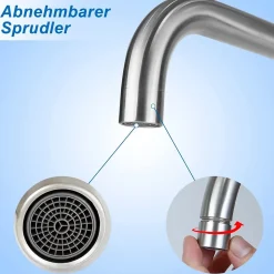 NETTLIFE robinet de cuisine robinet de lavabo de salle de bains robinet de salle de bains en acier inoxydable haute pression