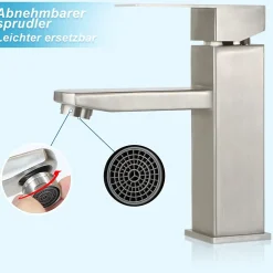 NETTLIFE robinet d'évier robinet chaud/froid robinet haute pression en acier inoxydable