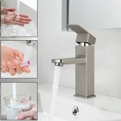 NETTLIFE robinet d'évier robinet chaud/froid robinet haute pression en acier inoxydable