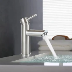 NETTLIFE robinet d'évier robinet chaud/froid robinet haute pression en acier inoxydable