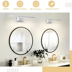 NETTLIFE Spiegelleuchte Led 8W et Blanc Neutre et 4000K Moderne Chromé 40cm